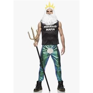 Seeing Red Mermaid Mafia Mens M Funny King Triton Atlantis Halloween Costume